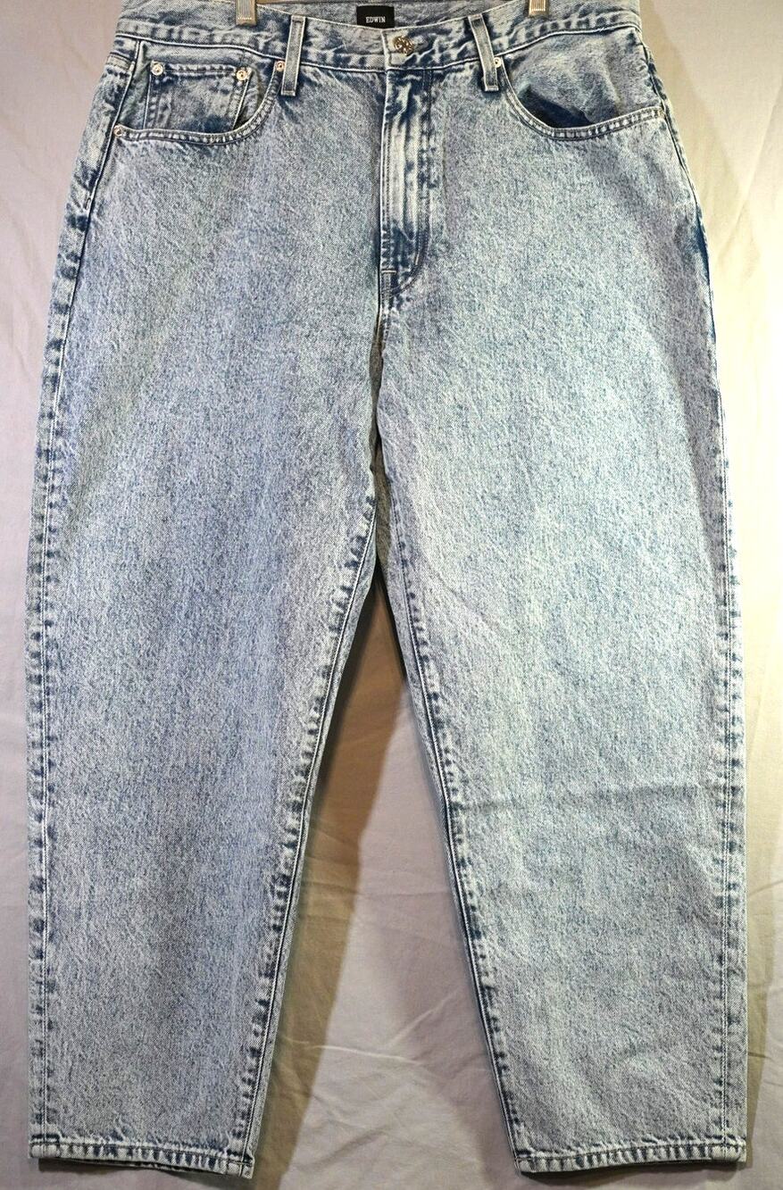 EDWIN NWT Anderson Ankle Organic Cotton Acid Wash Balloon Jeans Size 34 $198